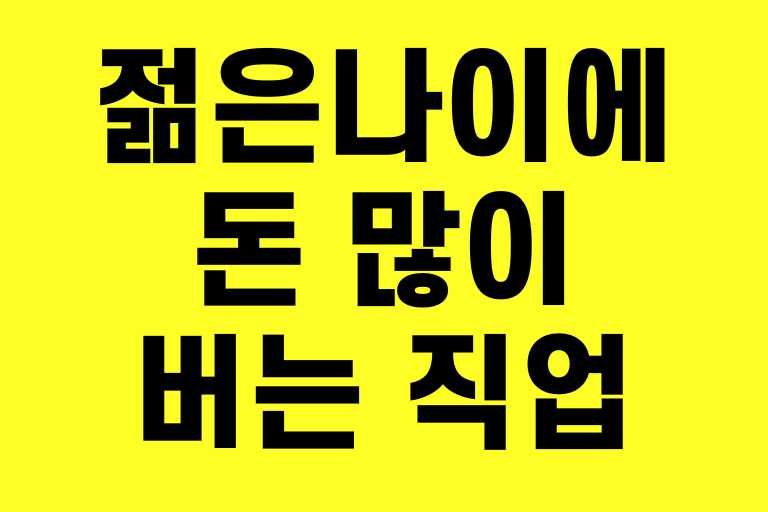 젊은 나이에 돈 많이 버는 직업